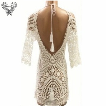 ТУНИКА ПЛЯЖНОЕ ПЛАТЬЕ КРУЖЕВНОЕ ПАРЕО БЕЛЫЙ/БЕЖЕВЫЙ