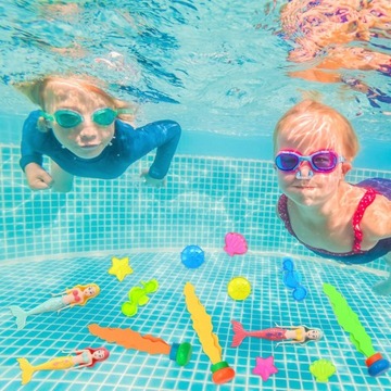 ИГРУШКИ ДЛЯ ВОДНОГО БАССЕЙНА НАБОР ДЛЯ ДЕТЕЙ ДЛЯ НЫРЕНИЯ И ЛОВЛИ 15 шт.