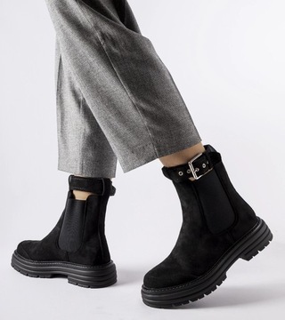 Hers Черные ботильоны с декоративной застежкой, размер 41.