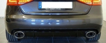 Спойлер на бампер Audi A4 B8 2008-2011 RS4 с рисунком полностью черный, насадка на диффузор