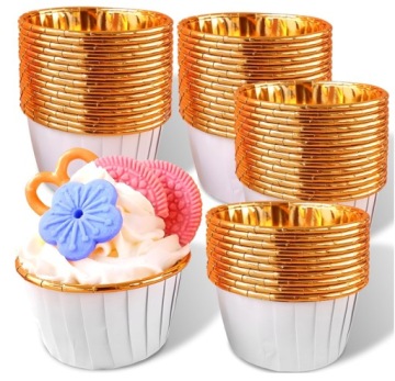 Foremki papierowe do muffinek 50 szt 50 mm złote tłuszczoodporne do kuchni