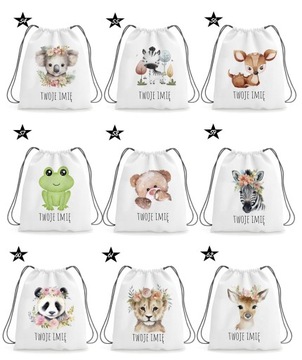 Plecak z imieniem worek do szkoły przedszkola na buty kapcie