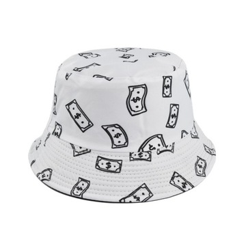 Bucket Hat Kapelusz na lato na ryby biały Dolary