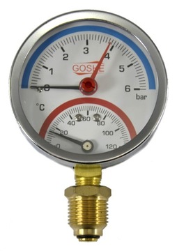 TERMOMANOMETR GOSHE 80 mm 120 C 6 BAR DÓŁ
