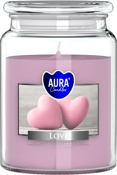 Duża Świeca Zapachowa w Szkle z Wieczkiem Bispol Aura snd99-105 LOVE