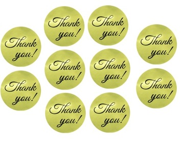 T31 NAKLEJKI ZŁOTE THANK YOU DZIĘKUJĘ 10szt