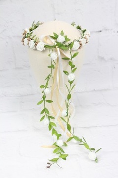 Венок для причастия, тонкий, ЗОЛОТОЙ папоротник, ЖЕМЧУГ