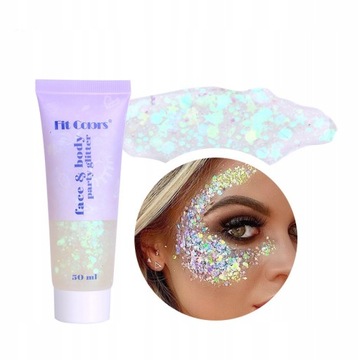 Żel brokatowy Biały hologram do twarzy 50 ml