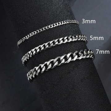 2022 New Trendy Cuban Chain Men Bracelet Classic Stainless Steel 3/5/7mm