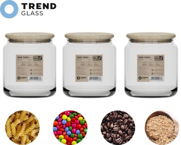 POJEMNIK Kuchenny Zestaw x3 SZKLANY SŁOIK NA PRODUKTY SYPKIE
