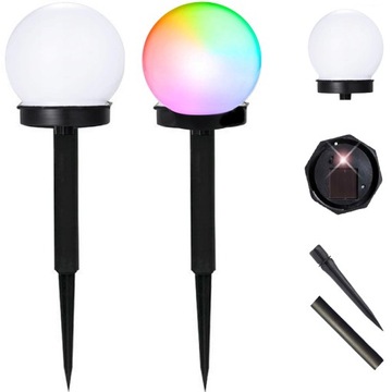 LAMPA SOLARNA OGRODOWA kula LAMPKI SOLAR LED RGB WBIJANA KULE OGRODOWE 2szt