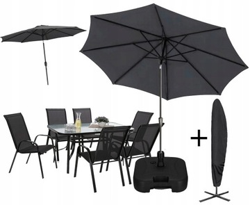 DUŻY PARASOL ogrodowy Z PODSTAWĄ 3m SOLIDNY SKŁADANY XXL + POKROWIEC GRATIS