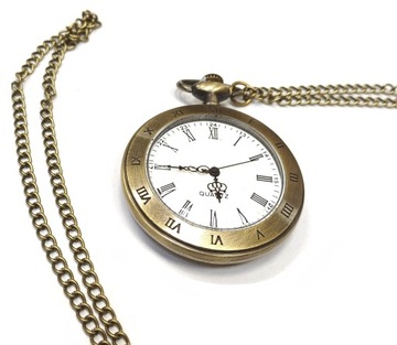 Rzymski zegarek kieszonkowy, busola - styl retro - brąz