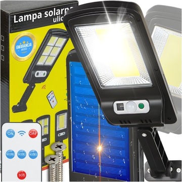 LAMPA SOLARNA LED CZUJNIK RUCHU ZMIERZCHU ZEWNĘTRZNA ULICZNA COB + PILOT