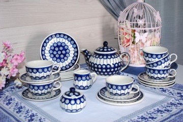 CERAMIKA BOLESŁAWIEC KOMPLET/ ZESTAW/ SERWIS KAWOWY DLA 6 OS.