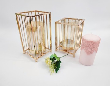 Świeczniki CUBE Zestaw 2 Pcs Gold X775