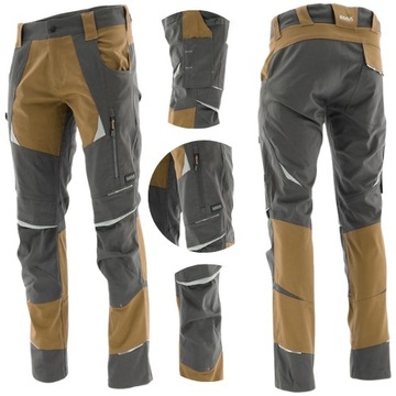 ELASTYCZNE spodnie ROBOCZE STRETCH SPANDEX khaki BHP wytrzymałe COTTONFLEX