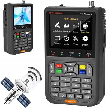WYSZUKIWARKA SATELITARNA V8 FINDER 2 DVB-S2X 3,5'' LCD 4000mAh