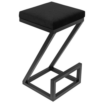 Hoker stalowy spawany loft krzesło barowe 65cm czarny tapicerowany