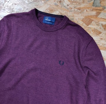 Sweter Wełniany FRED PERRY Merino Wool Casual M