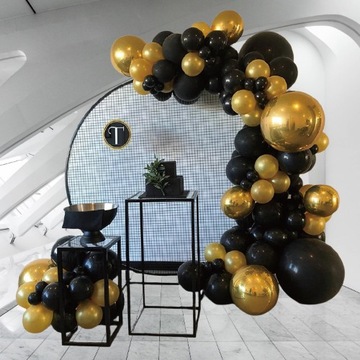Girlanda Balonowa Czarno-Złota zestaw 103szt