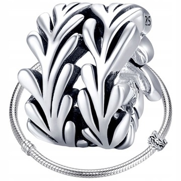 CHARMS LISTKI srebro 925 koralik beads zawieszka ażurkowy gałązki zawieszka