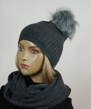 KOMPLET CZAPKA + KOMIN pompon # 40