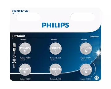 Bateria cr 2032 3V zestaw 6szt CR2032P6/01B Philips