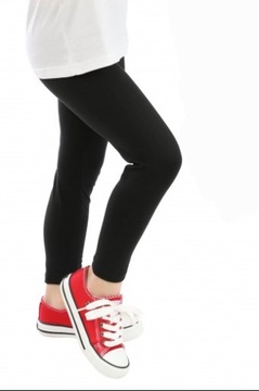 MORAJ legginsy getry dziewczęce kryjące wysoki stan CZARNE 122-128
