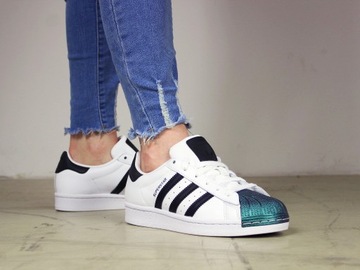 damskie buty Adidas Superstar UNIKAT SKÓRA trampki skórzane sneakersy białe