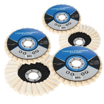 5x TARCZA POLERSKA FILCOWA 125 LISTKOWA KRĄŻEK LAMELKA POLEROWANIA METALU