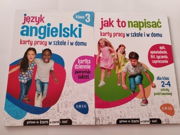 KARTY PRACY x2 Język Angielski kl. 3 + Jak to napisać Nauka w szkole i domu