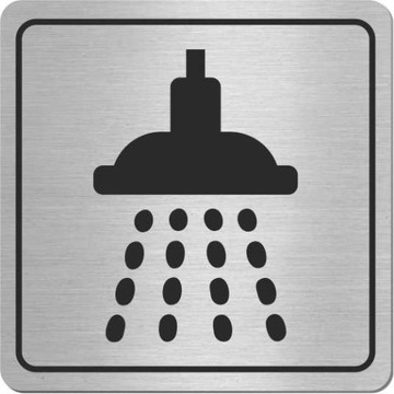 Tabliczka PRYSZNIC / NATRYSK inox STAL NIERDZEWNA