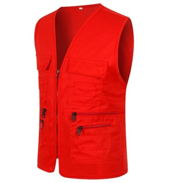 Mens Casual Cotton Vest Multi-pocket Vest Photogra