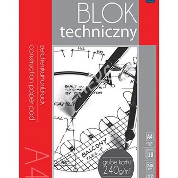 BLOK TECHNICZNY A4/240g BIAŁY 10 KARTEK INTERDRUK