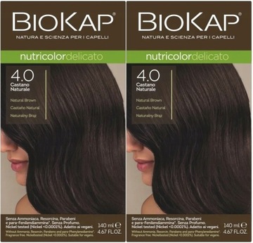 BIOKAP NUTRICOLOR DELICATO 4.0 naturalny brąz 2x140 ml