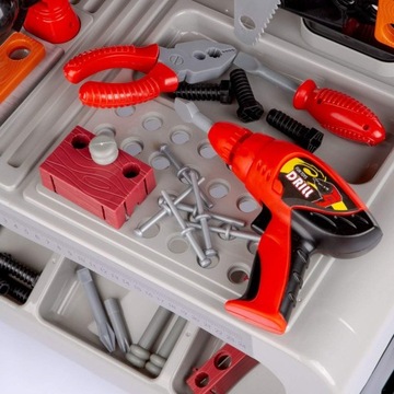 БОЛЬШАЯ МАСТЕРСКАЯ для ДЕТЕЙ 45 элементов НАСТОЛЬНАЯ ПИЛА x2 ДРИЛЬНЫЙ СТАНОК++