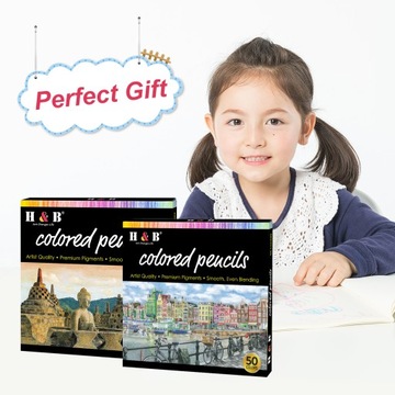Kredki ołówkowe profesjonalne zestaw Kredek duży 50 szt do rysowania h&b PL