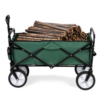 Складная большая тележка для транспортировки в пляжный сад, зеленая, с усиленным дном