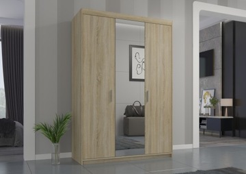 Szafa 133cm Dąb Sonoma + lustro. Pojemna i głęboka