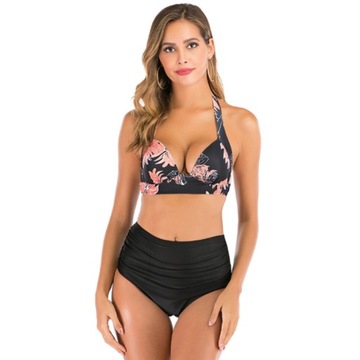 STRÓJ KĄPIELOWY DWUCZĘŚCIOWY PLUS SIZE MODELUJĄCY WYSOKI STAN BOHO BIKINI