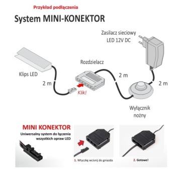 Светодиодный зажим из ПВХ теплого белого цвета, 12 В постоянного тока, с кабелем длиной 2 м.