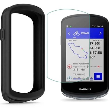 ZESTAW do GARMIN EDGE 1040 1x case ETUI silikonowe czarne + SZKŁO HARTOWANE
