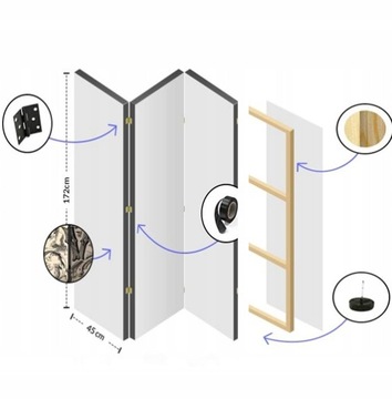 Ширма из трех частей - Черные веточки