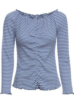 Z2868 SHIRT W PRĄŻEK NIEBIESKI-JASNY RÓŻ R.44/46