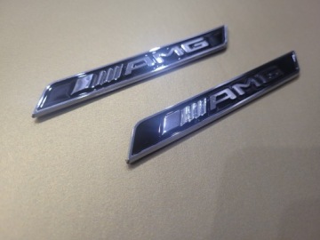 Эмблема AMG для крыла Mercedes Черное серебро