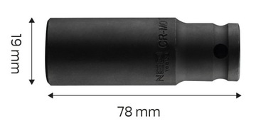 НАСАДКА NEO IMPACT ДЛИНОЙ 1/2 ДЮЙМА, ТОЛЩИНОЙ 19 ММ L78 ММ CR-MO 12-319