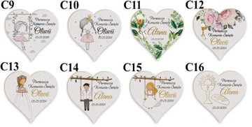 Благодарность гостям на крещение, причастие, годовалый магнит в форме сердца