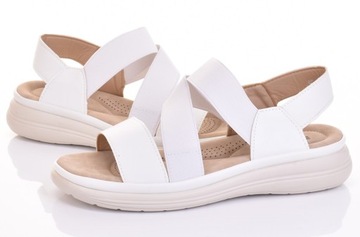 KOMFORTOWE SANDAŁY DAMSKIE Z ELASTYCZNYMI GUMAMI NA PIANCE WSUWANE