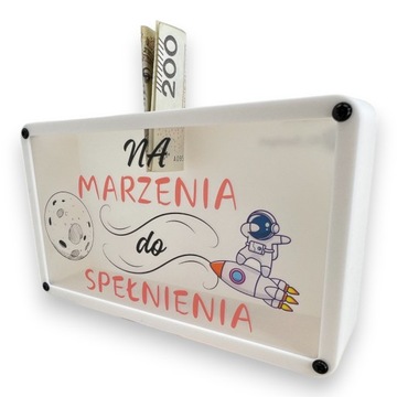 Skarbonka z grafiką, duża NA MARZENIA DO SPEŁNIENIA prezent